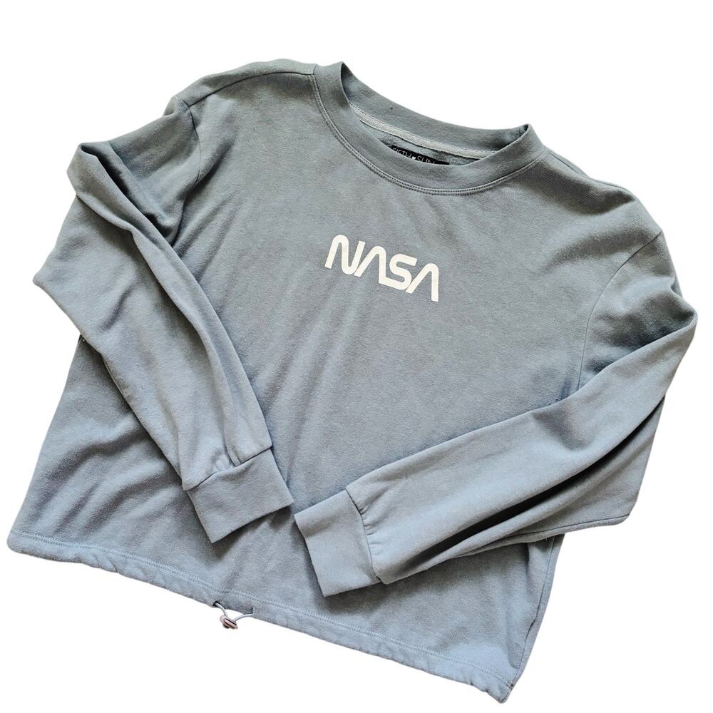 NASA Love Is Universal Cropped Drawstring Sweatshirt
